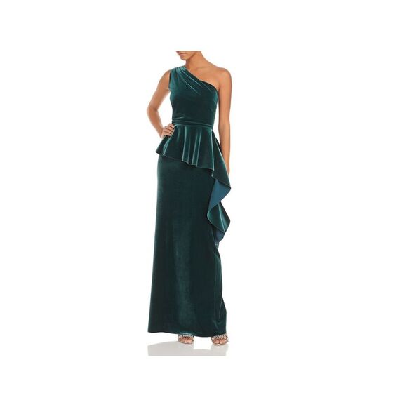 CHIARA BONI Dresses & Skirts - CHIARA BONI Womens Green Velvet Sleeveless Full-Length Formal Gown Dress 48